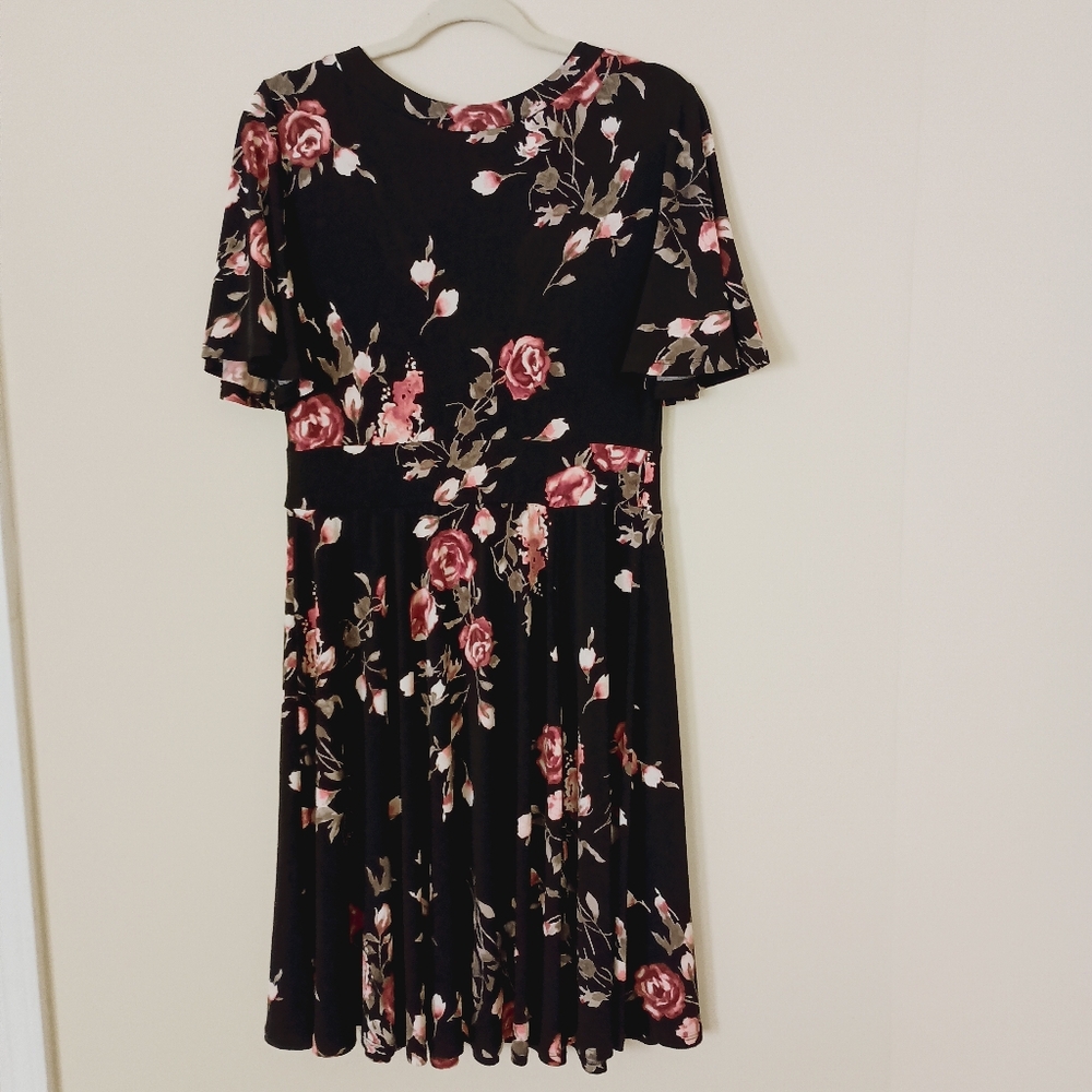 Torrid Dress Size 10 Black Pink Moody Floral‎ Romantic Cottagecore Whimsigoth - Picture 5 of 9